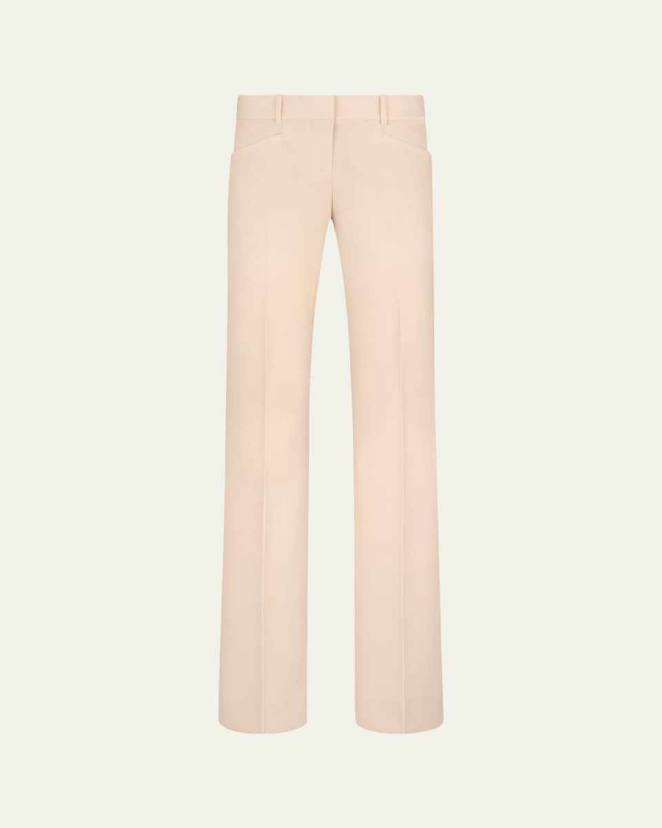 Low-Waist Wool Flare Trousers